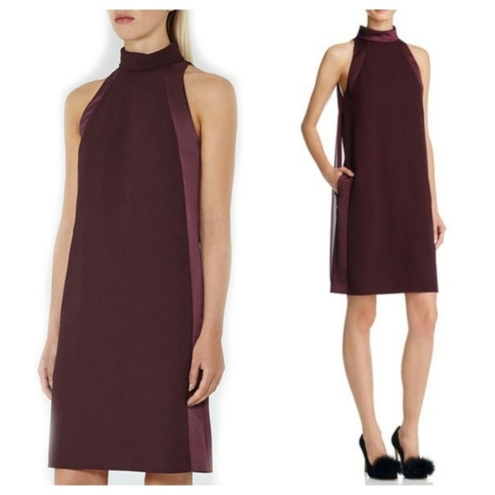 REISS Kaelin Wine/Burgundy Dress High Neck Size 6